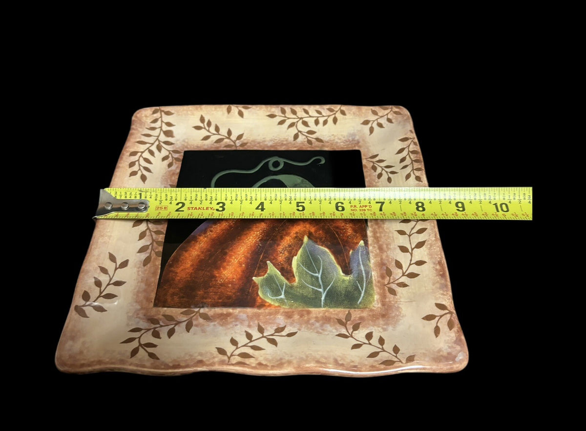 JUDY WESTEGAAR 2-Salad Plates Certified International Pumpkin Squash Square Dish