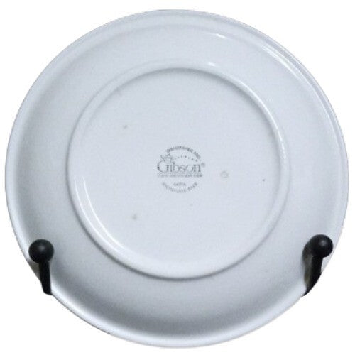 Gibson Designs ALISHA 4-Salad Plates 8 ¼”D Ceramic White Flowers Butterflies