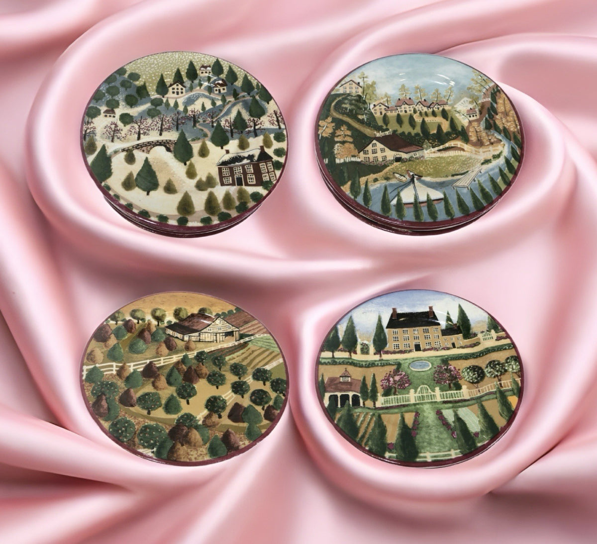Block COUNTRY VILLAGE Set of 4 Salad/ Dessert Plates by Gear 1995