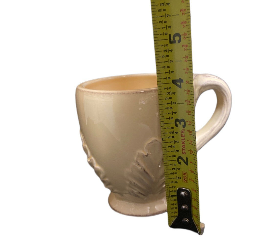 Enesco COUNTRY GATE Mug Yellow Embossed Leaves Footed Cup Coffee Tea Ceramic