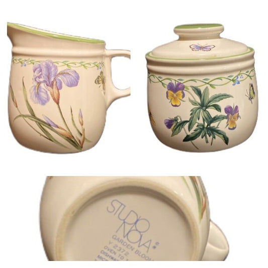 GARDEN BLOOM Studio Nova Mikasa Sugar & Creamer Flowers & Butterflies Set Y2372