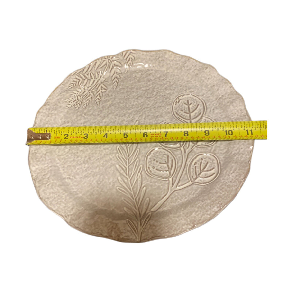 Mud Pie Plate Platter Tray Server VERANDA BOTANICAL Wavy Rim Mottled Stoneware