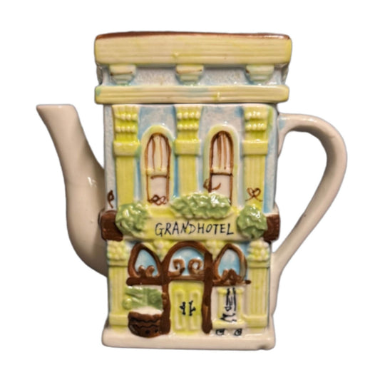 Twinning Ceylon Grand Hotel Ceramic Teapot — Multicolor Architectural Design, 6.5"