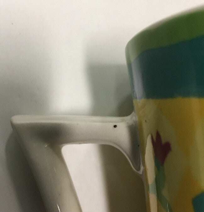 Kimberly Hodges Mug GARDEN DELIGHTS Yellow Coffee Tea Cup A Corn Squash Papaya