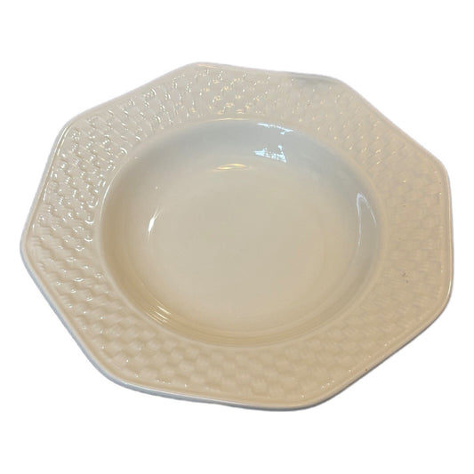 Nautica BERMUDA 6-Rim Soup Bowls Rattan Basket Weave Border Portugal Ceramic 9"D