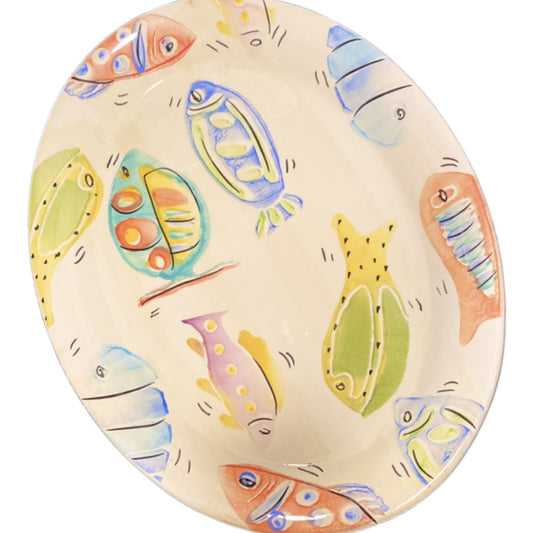 Antica Fornace Italy Oval Fish Platter Ceramic Hand painted Tray Da Tavola