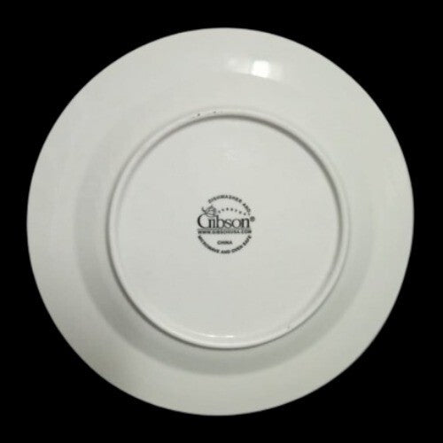 Gibson Designs ROYAL QUILT 6-Salad Plates Embossed Quilt & Dots Dessert White