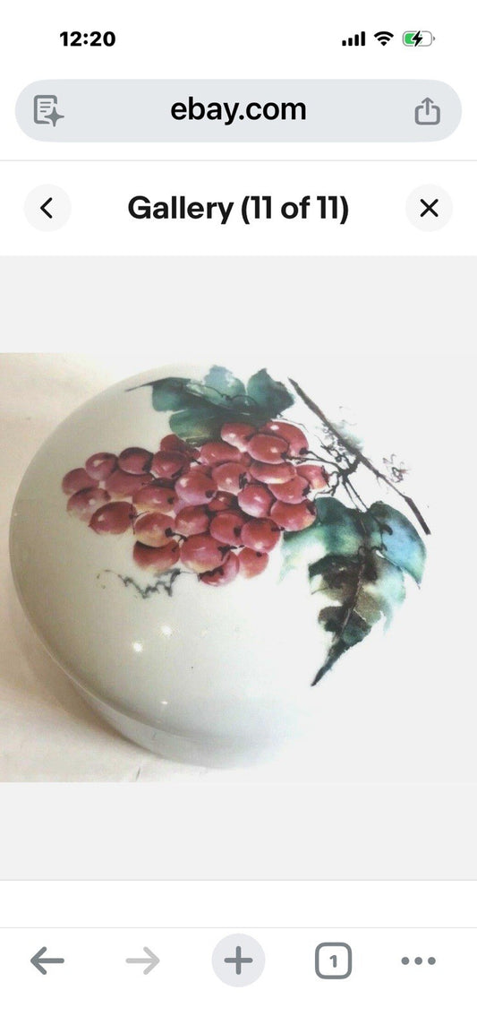 "GOURMET VILLAGE" Wine Country Ceramic Brie Baker Cheese Dish with Lid 5" D
