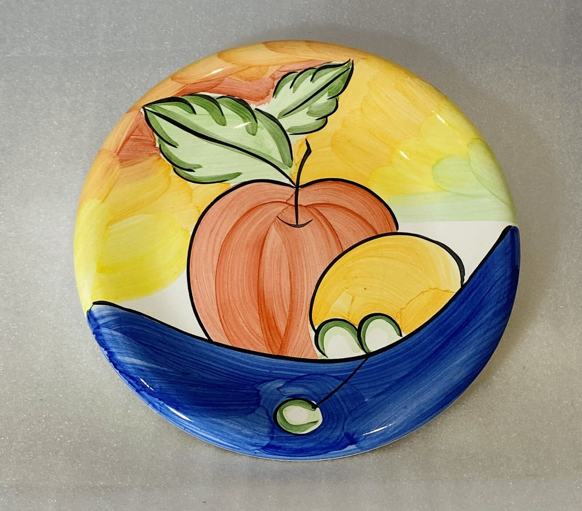 Bella Ceramica ALFRESCO 4-Salad Plates Hand Painted Fruits 8 3/4”D Round Dessert