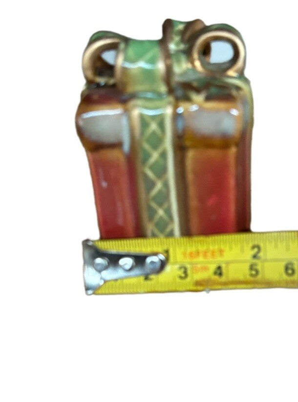 Christmas Salt Pepper Shakers Gift Packages Drip Glaze Ceramic Presents Vintage