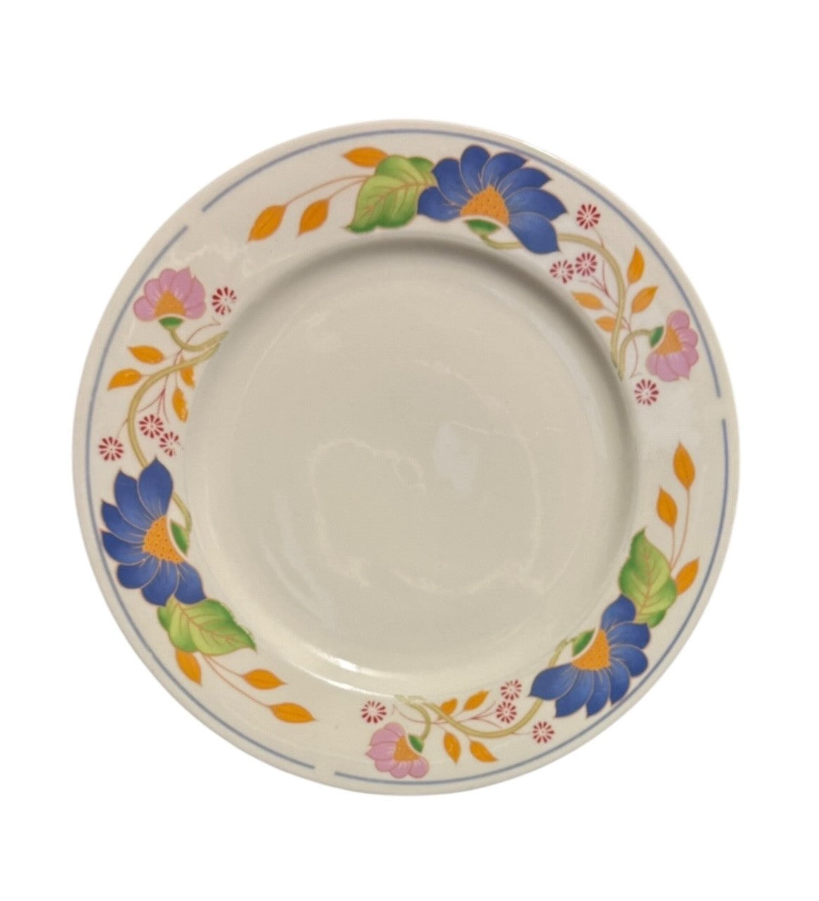 Allied Design Floral Dinner Plates 11” Blue Pink Orange Set of 3