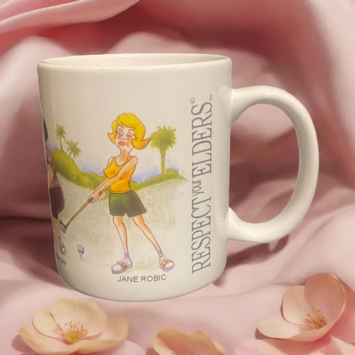 LINYI Mug RESPECT YOUR ELDERS Golf Ceramic Coffee Tea Cup Silver Phoenix 12 Oz