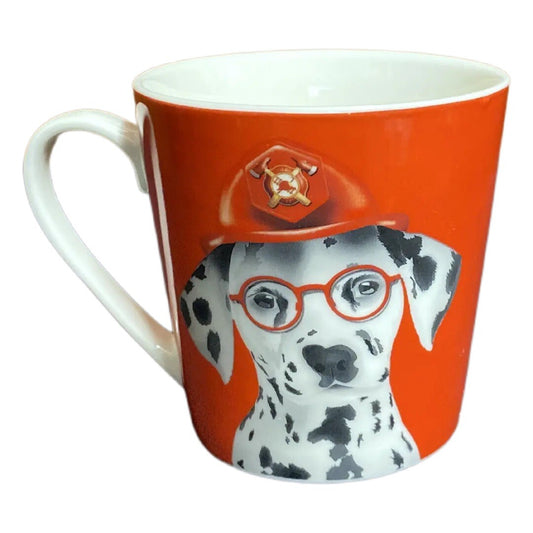 CHRISTOPHER VINE Coffee Mug Dalmatian Dog Porcelain Tea cup Australia Fire Man