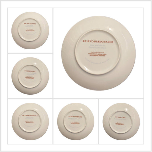 Starbucks Set of 6 Collectable Dessert Plates Leadership Conference 2005- 6"D