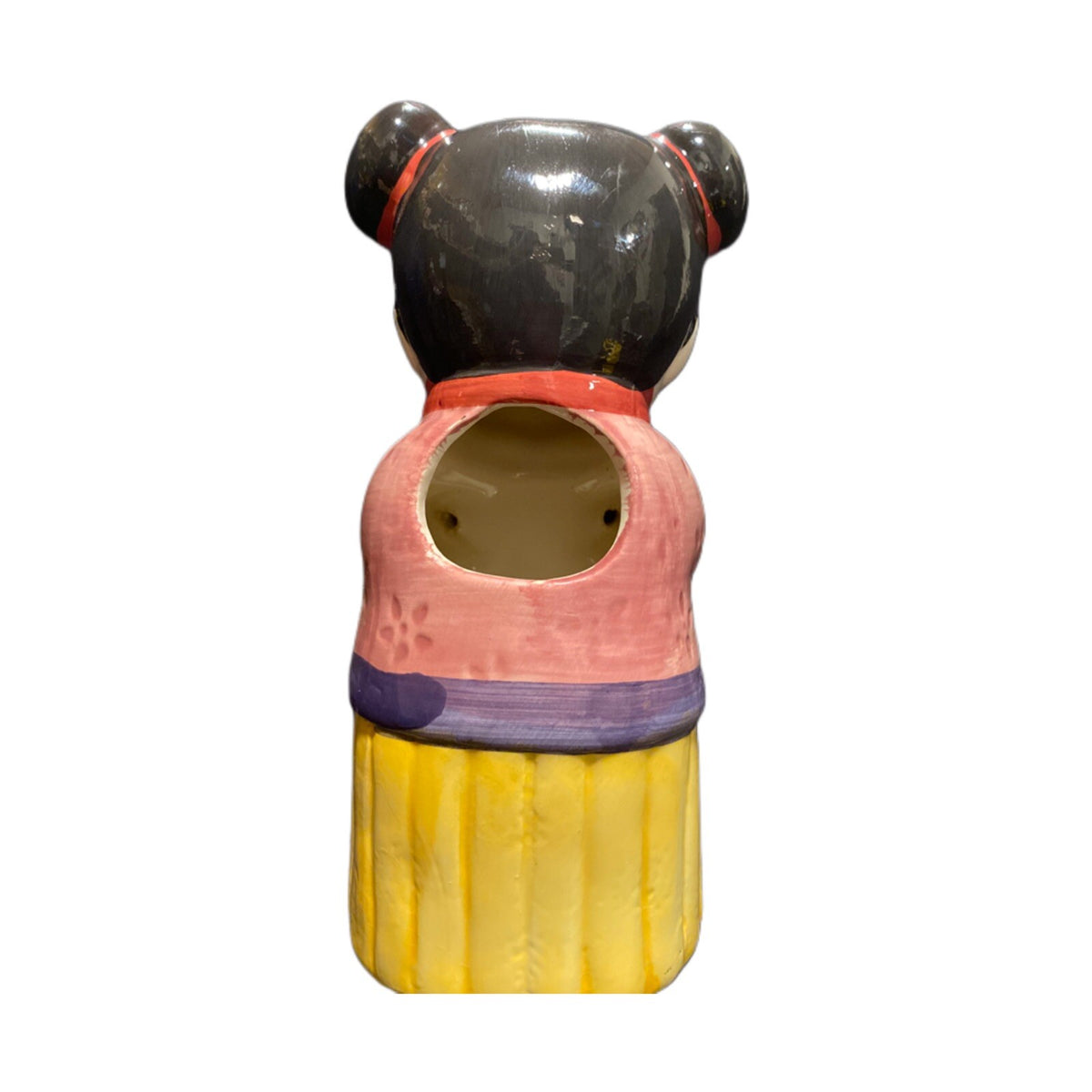 Tiki Figural Ceramic Statue Traditional Chinese Girl Holder Planter Vase Incence