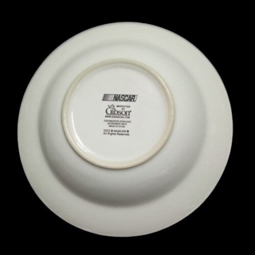 Gibson Designs NASCAR 3-Rim Soup Bowls 9 1/8”D Black White Checkered Nascar Logo