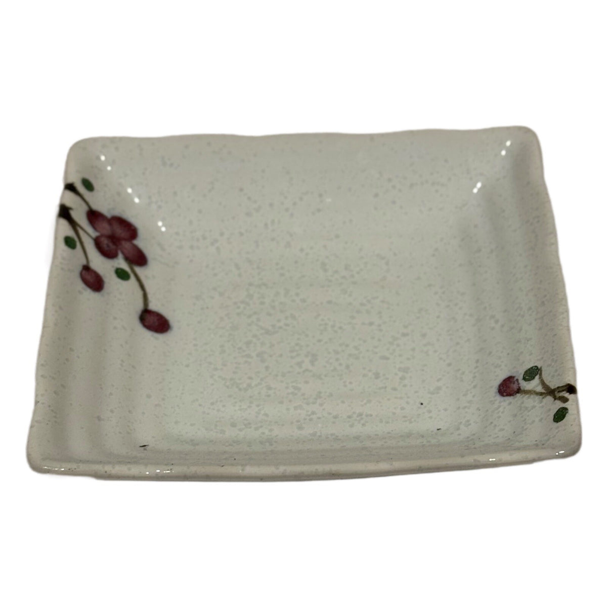 Vintage KoTo 6-Appetizer Plates Red Flower Blossom Ceramic Japanese Dessert Dish