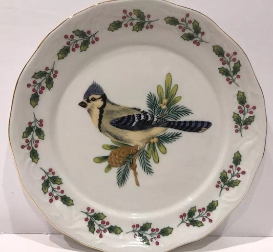 Gibson "SONGBIRDS" 1-Dessert/Bread & Butter Holiday Holly Berries Plate 6 3/4"D