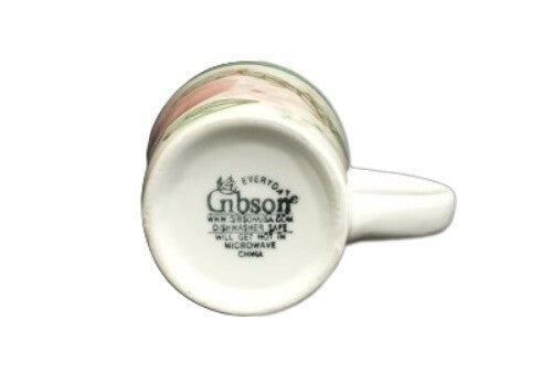 Gibson Designs Peach Duo Set of 3 Mugs 12 oz Coffee Tea Cups Fruit Floral Green