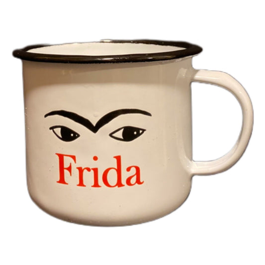 Enamelware FRIDA Coffee Cup MALINALCO HOME White Black Mug Farmhouse, Camping
