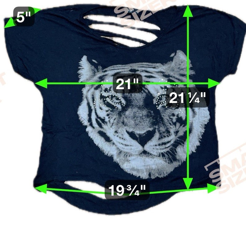 Love J Tatted Back Embellish Tiger Tee T-Shirt Women's Top