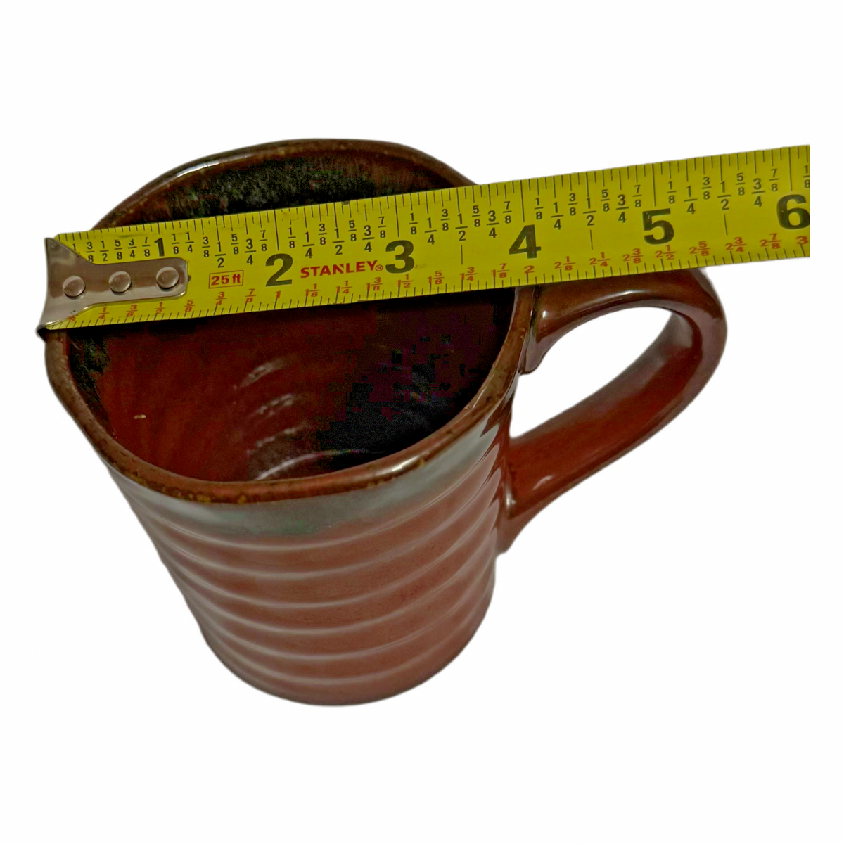 Set of 4 Gourmet Expressions Stoneage Cinnamon Mugs Ribbed Brown Rustic