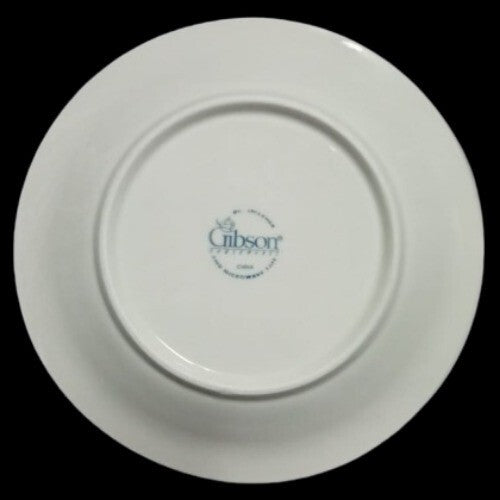 Gibson Designs FLOURISH 5-Salad Plates 7 3/4"D White Embossed Fruit Dessert Dish