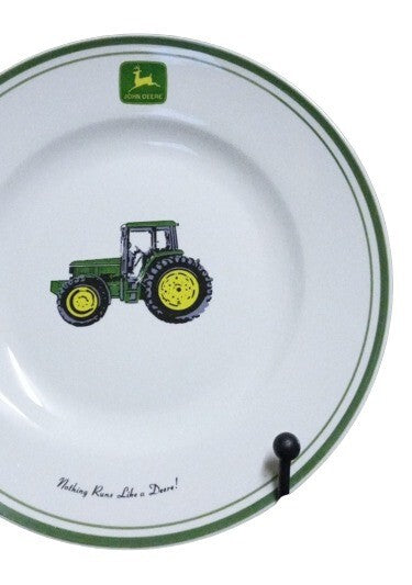 Gibson Designs JOHN DEERE 4-Dinner Plates 11 1/8" D Tractor & Words Green Yellow