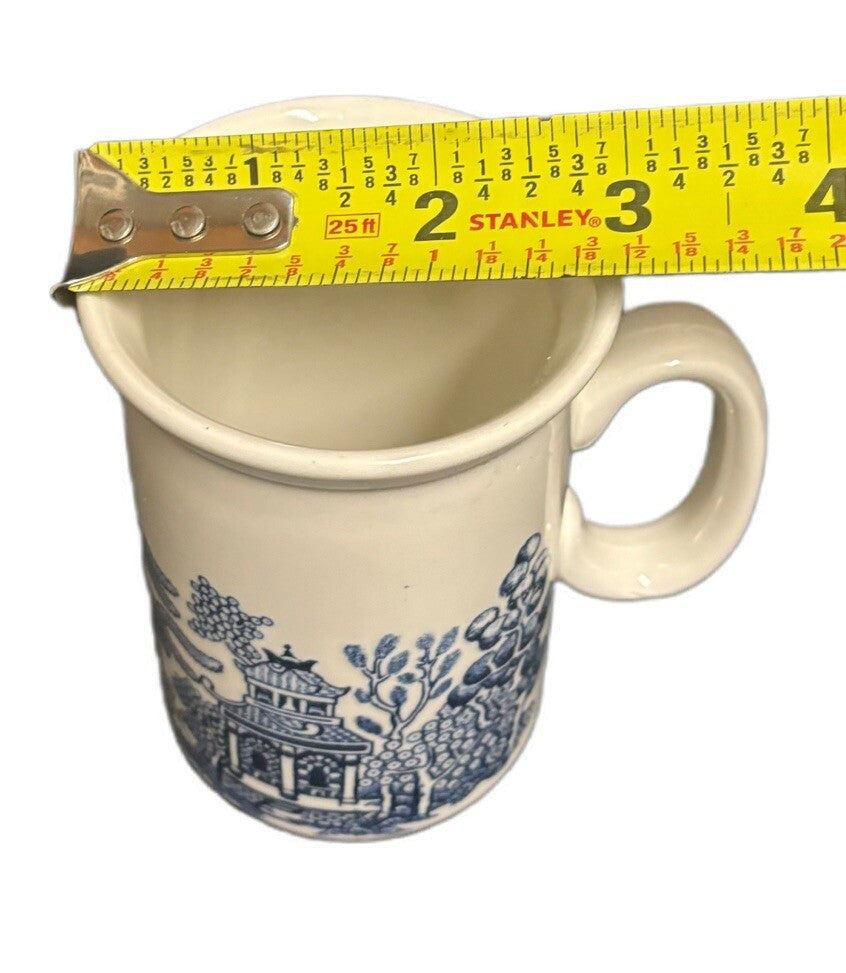Churchill Blue Willow 3-MugS Georgian Shape 8 oz Ceramic Coffee Tea Cup England