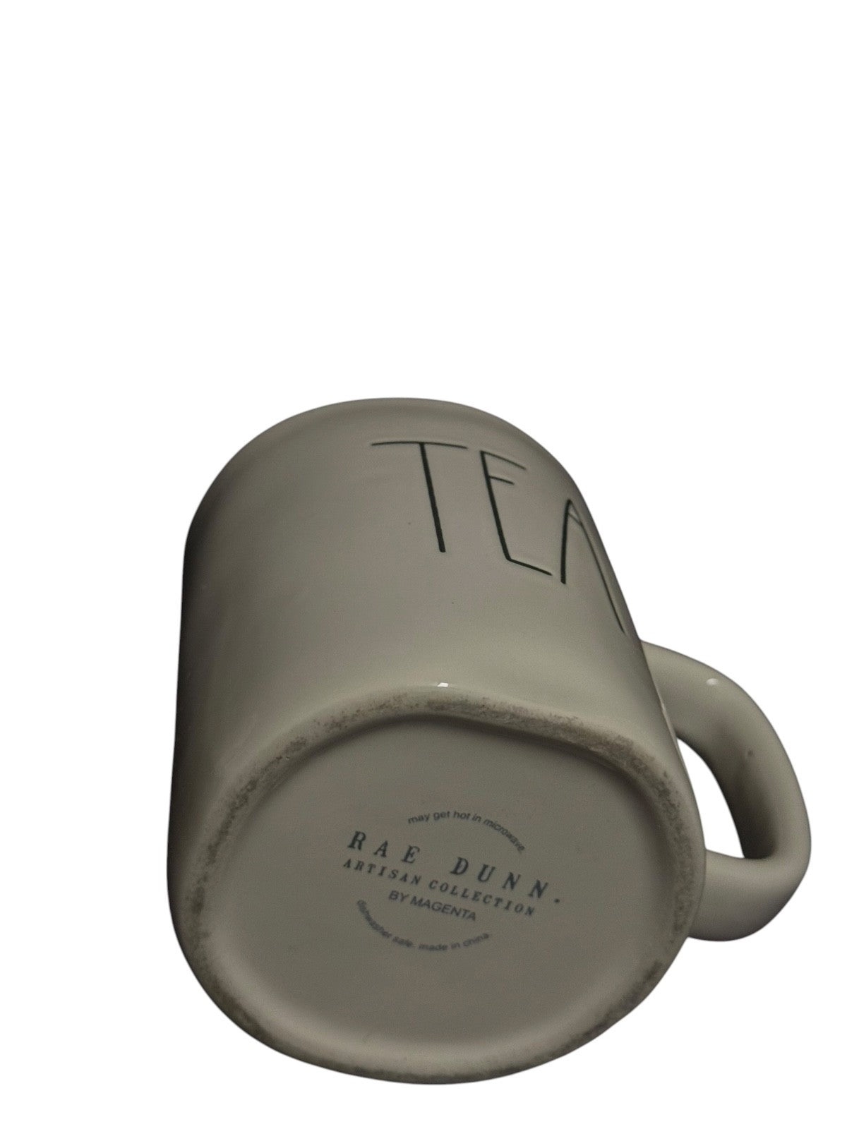 Rae Dunn TEA Ceramic Mug White Black Lettering 16 oz Farmhouse Coffee Cup