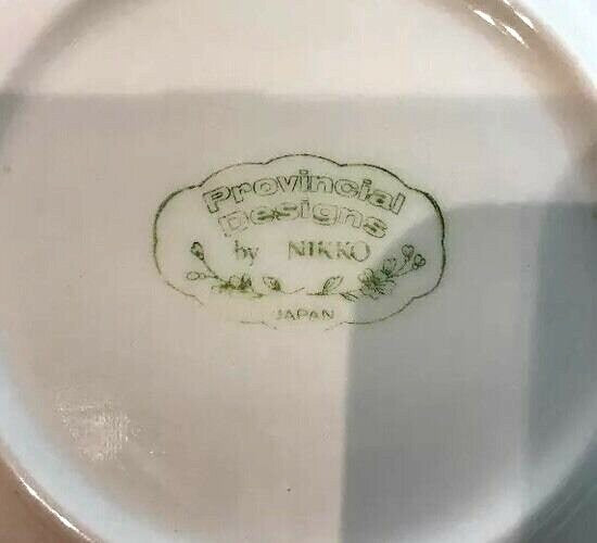 Nikko BORDEAUX 4-Cups 4 Saucers Provincial Designs Japan Blue Orange Flowers