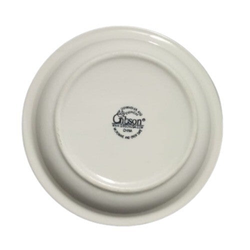 Gibson Designs Peach Duo Set of 3 Salad Plates 7 3/8” Fruit Floral Ceramic Green