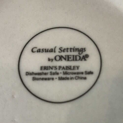 Oneida ERIN’S PAISLEY Casual Settings Stoneware Collection Sold Separately
