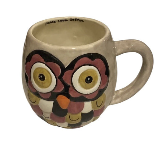 Natural Life Owl Mug • Peace Love Coffee • Colorful Ceramic Cup