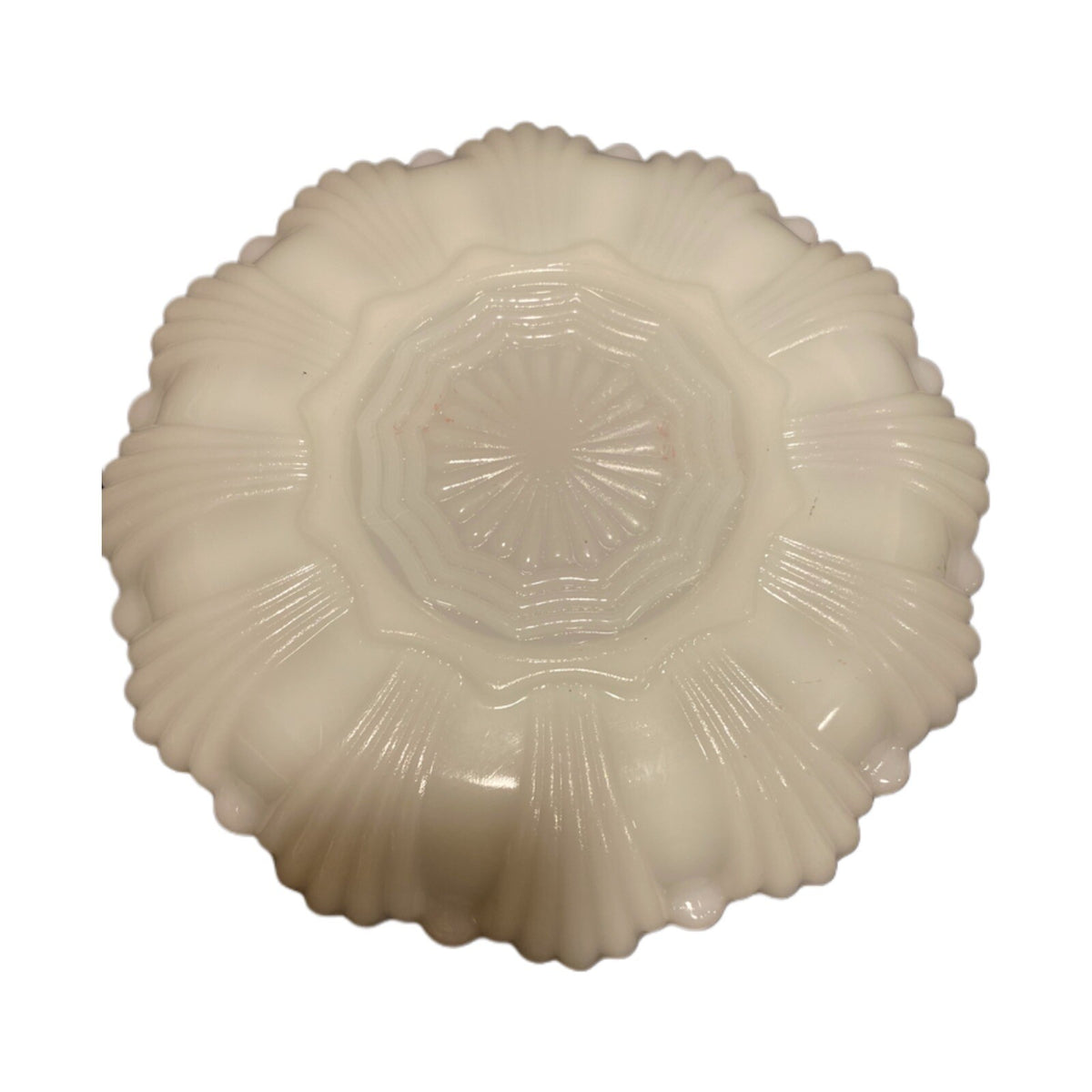 Vintage Anchor Hocking Deviled Egg Plate White Milk Glass Gold Trim 12 Eggs Tray