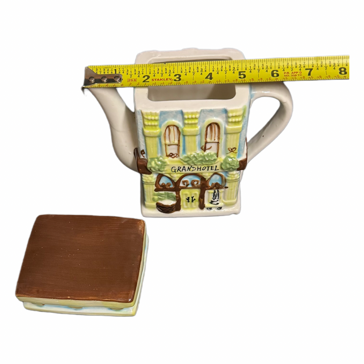 Twinning Ceylon Grand Hotel Teapot 6.5” Ceramic Coffee Tea Pot Multicolor Decor