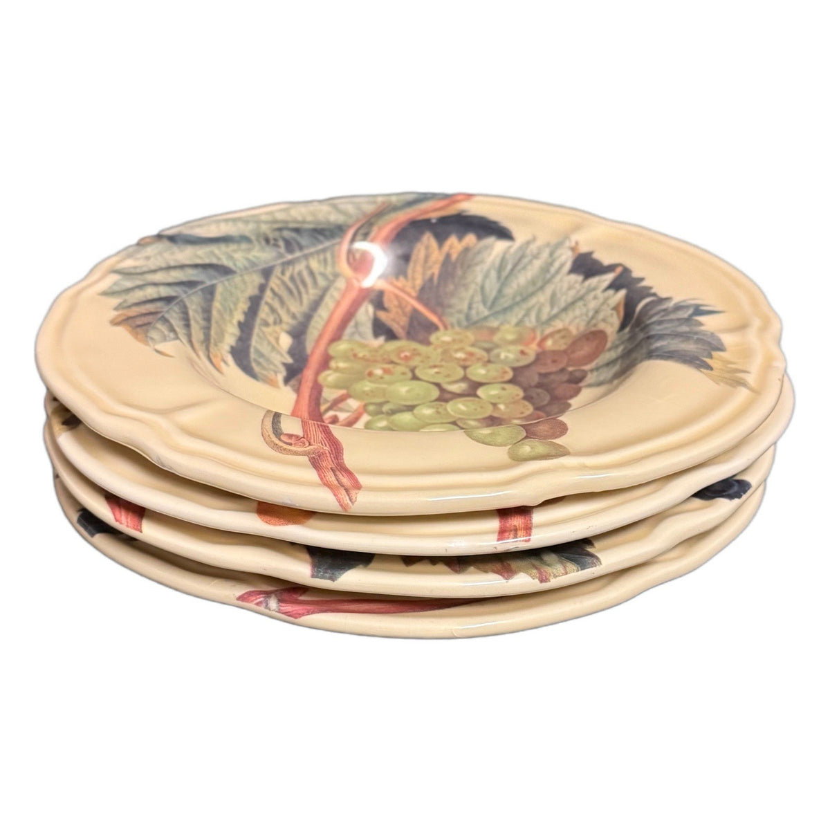 Certified Intl Italy Vintage Cypress Grape 9.5” Soup Pasta Bowls Set of 4