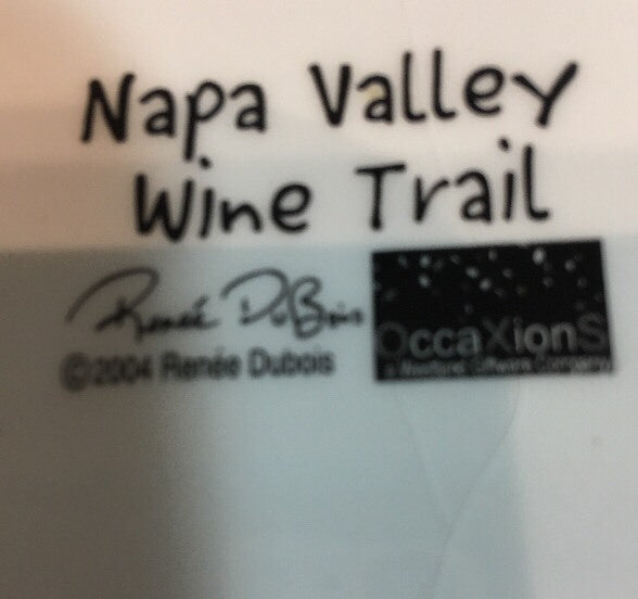 Rene Dubois Napa Valley Wine Trail 4 Salad Plates Quotes Grapes Cheese Wine