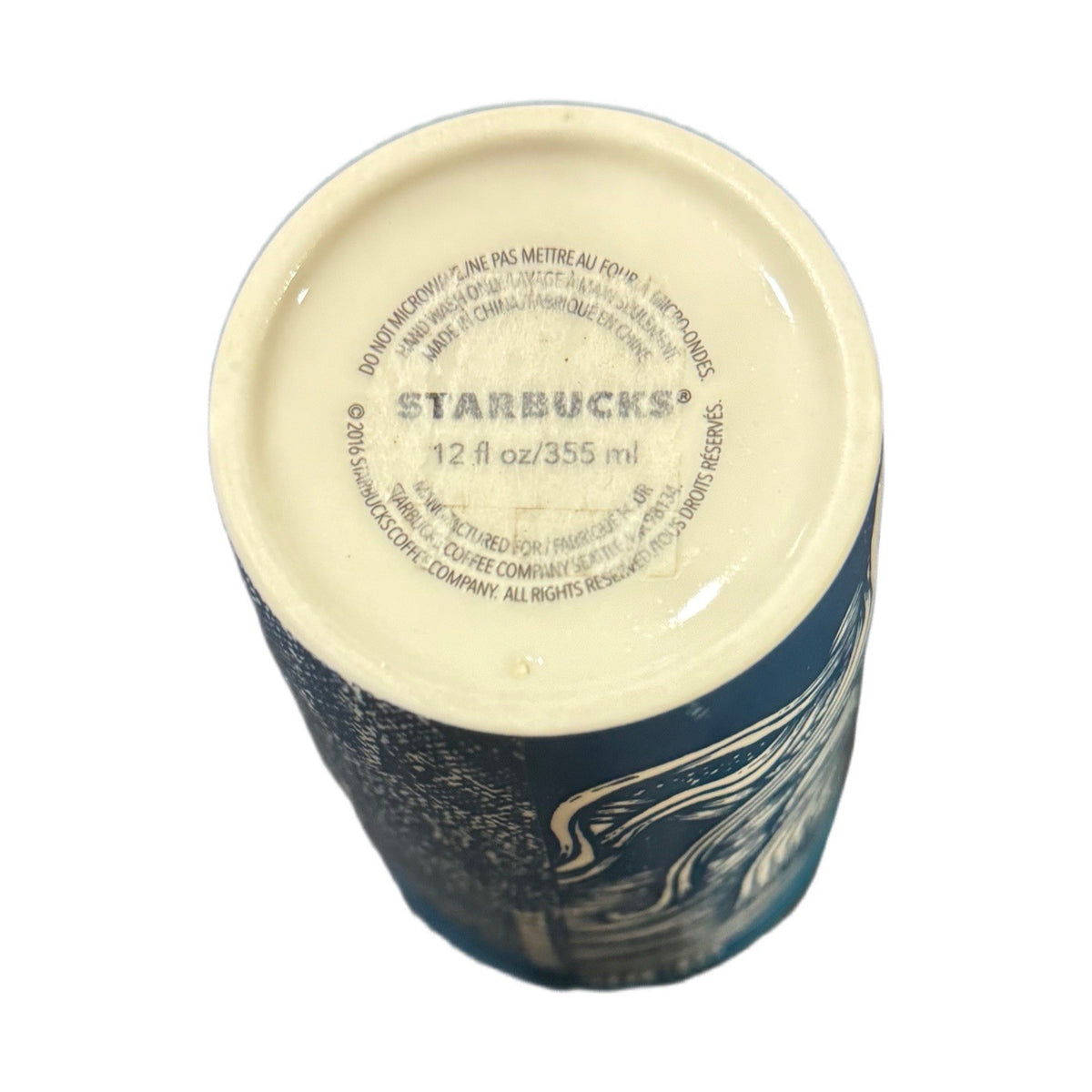 Starbucks 2016 Blue Siren Tumbler 12oz Gold Crown Limited Edition w/ Lid