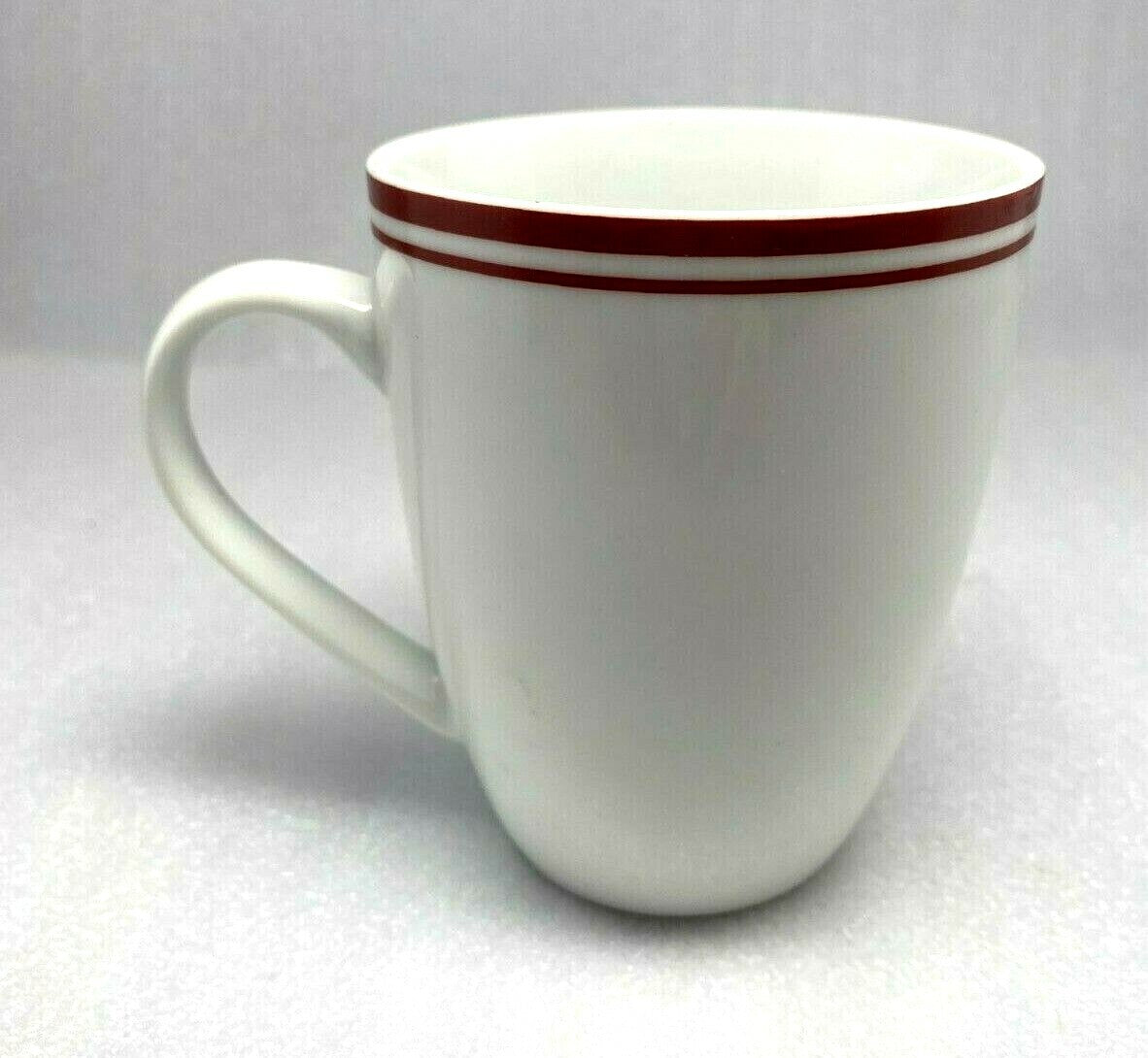 Amazon Basics White Dinnerware Collection Red Stripe Ceramic