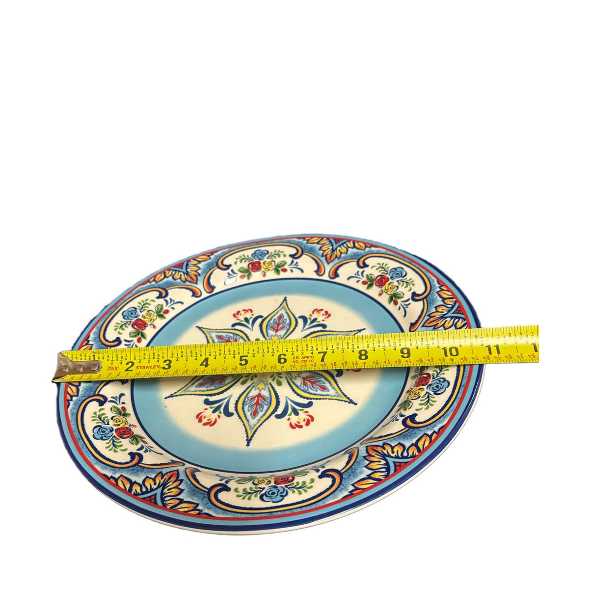 Euro Ceramica ZANZIBAR 2-Dinner Plates Ceramic 10 1/2” D Floral Geometric Art