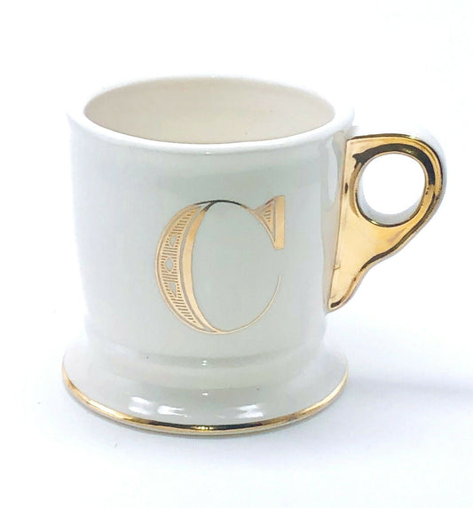 Anthropologie Initial Coffee Mug Limited Edition White Gold Monogram Letter Cup