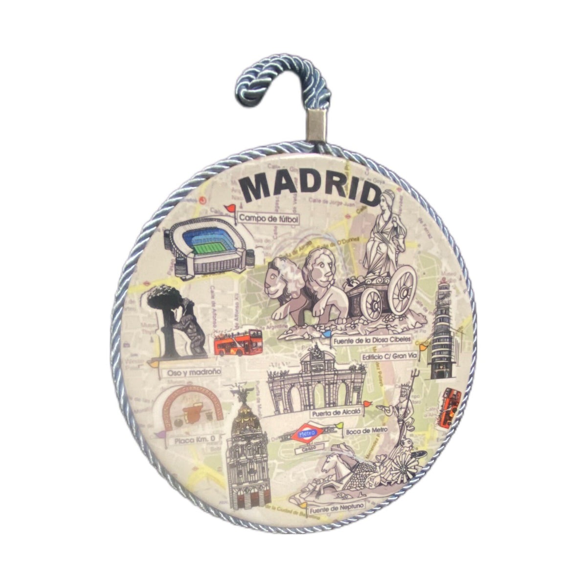 MADRID Ceramic Tile Points of interest Spain Souvenir Hanging Art Round