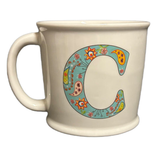 Natural Life Mug Letter C Love The Moment Initial Monogram Floral Coffee Tea Cup
