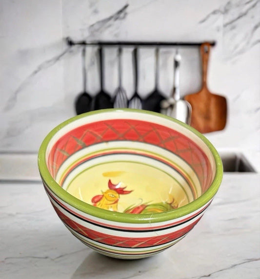 HD Designs 4-Cereal Bowls RAFAEL Rooster Ceramic Hand Painted Soup Cups