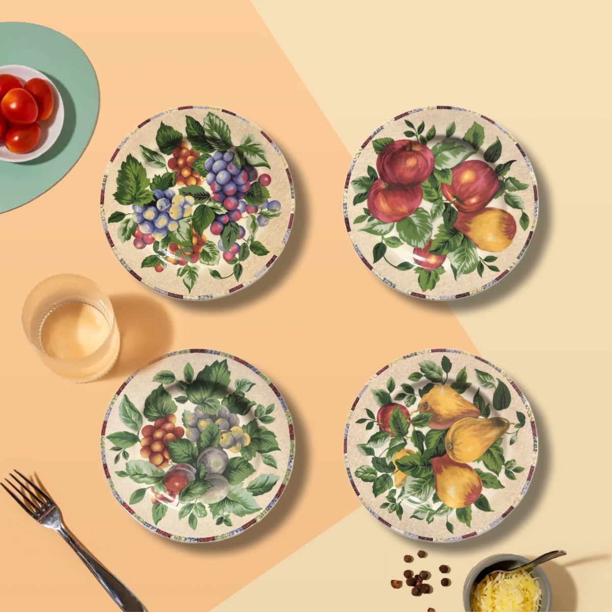 The Sakura Table 4-Salad Plates Sonoma Ceramic Dessert Dish Excell Home Fashions