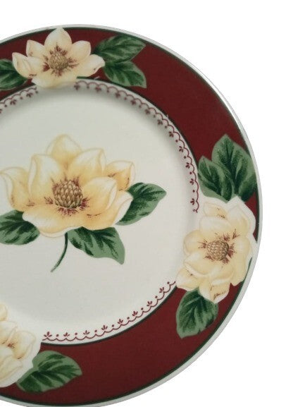 Gibson Designs Magnolia Bloom Set of 4 Salad Plates 7 5/8” Floral China