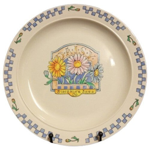 Gibson Designs DAISY 2-Dinner Plates 10 ¼” D Sunshine Seed Floral Stoneware Dish