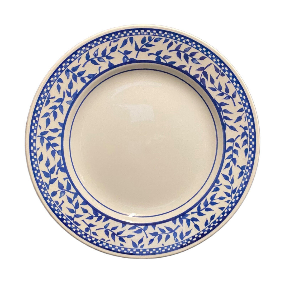 CHURCHILL 3-Salad Plates England CC Blue Leaves Border Trim White Dessert Dishes