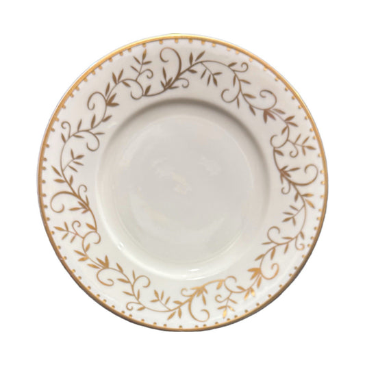 Crate & Barrel Elyse Buffet Salad Luncheon Plates Set of 4 Gold Vine Scroll